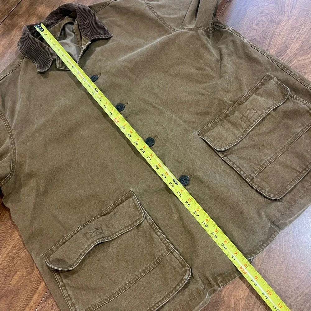 Levi Strauss Mens Canvas Chore Coat Tan Brown Corduroy Collar Field Jacket XL